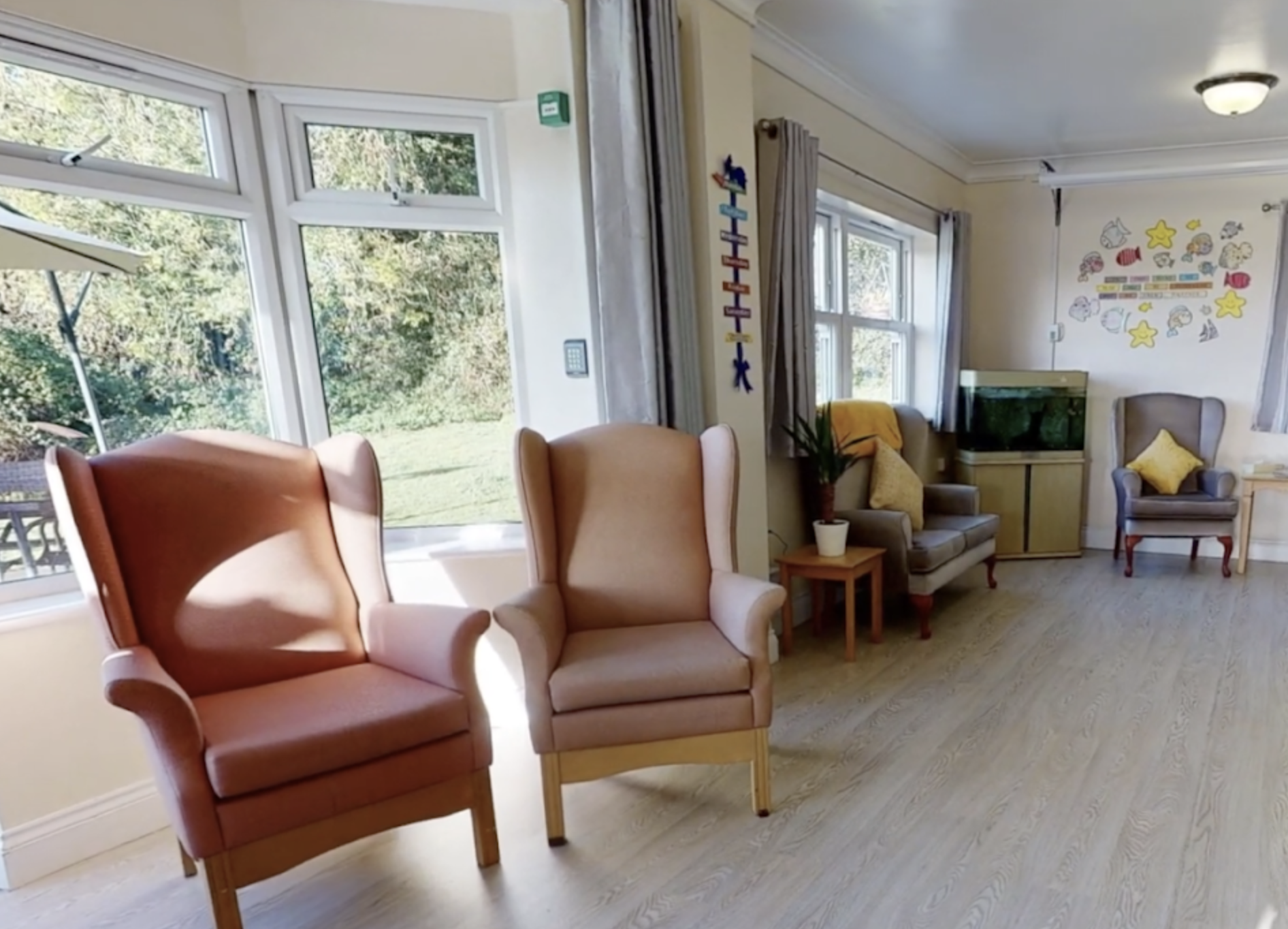 Lounge of Roselands care home in Rye, East Sussex