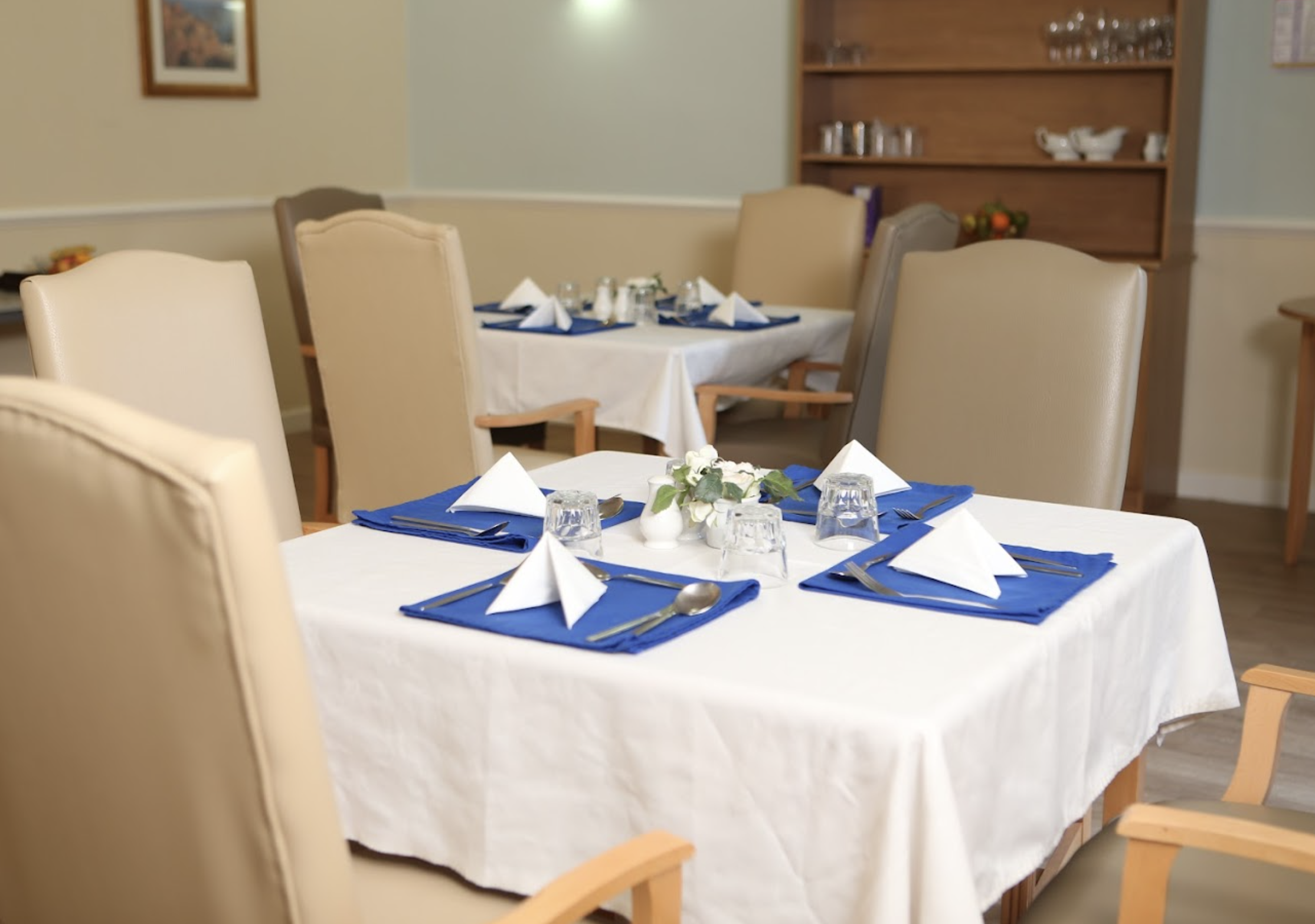Dinign room of Aylesham Court care home in Leicester, Leicestershire