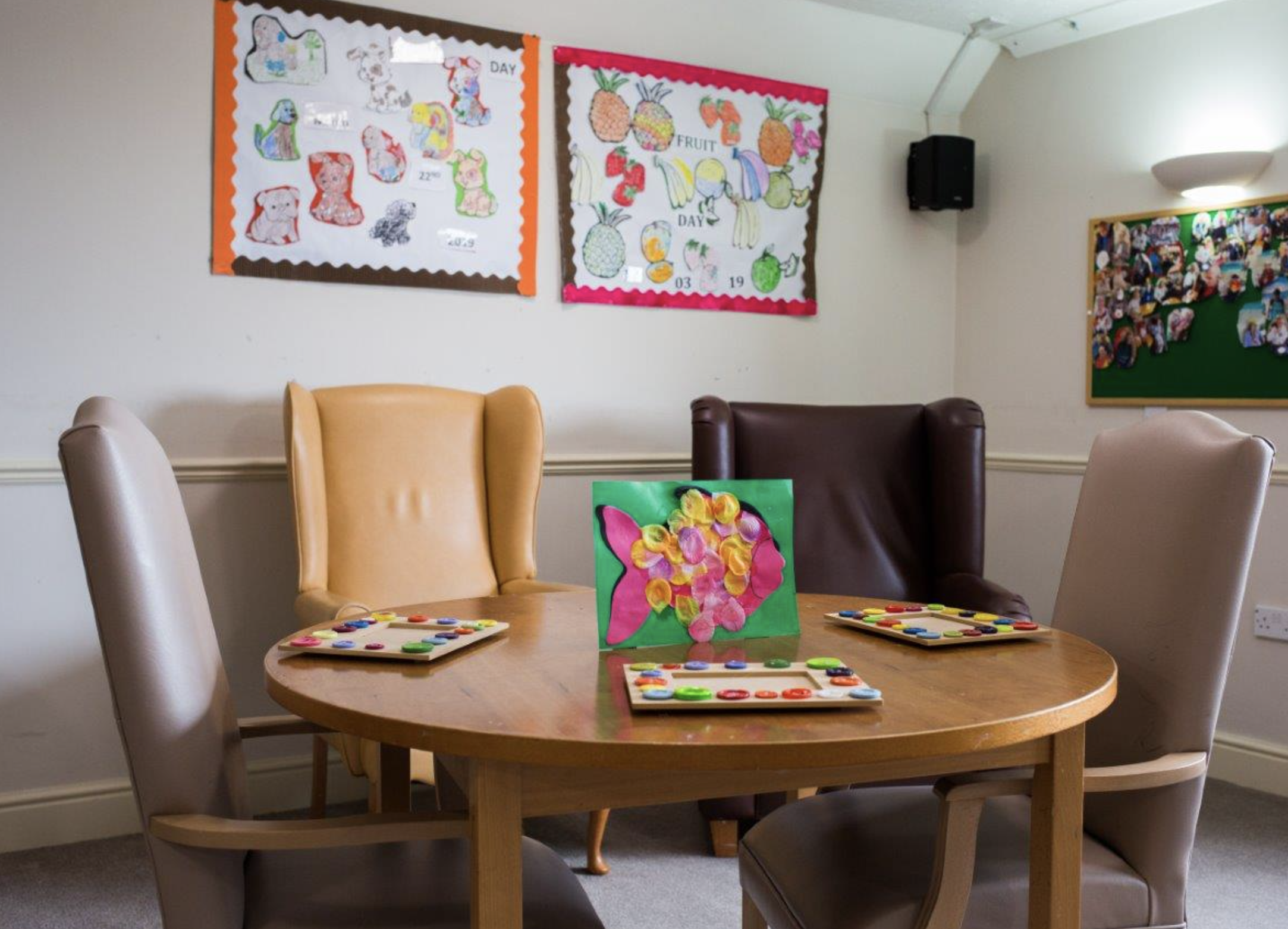 Activities room of Middlesex Manor care home in Wembley, London