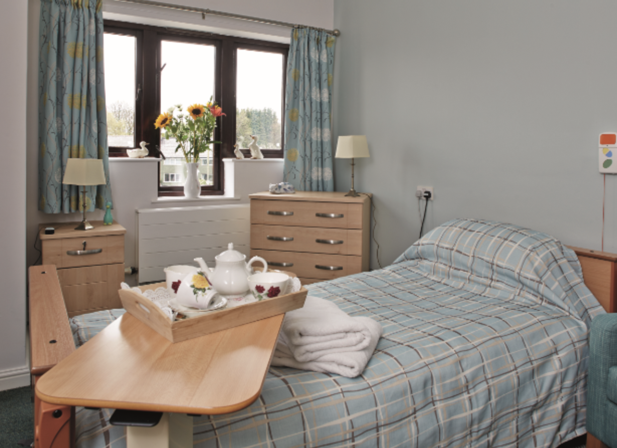 Bedroom of Newton Court care home in Middlewich, Cheshire