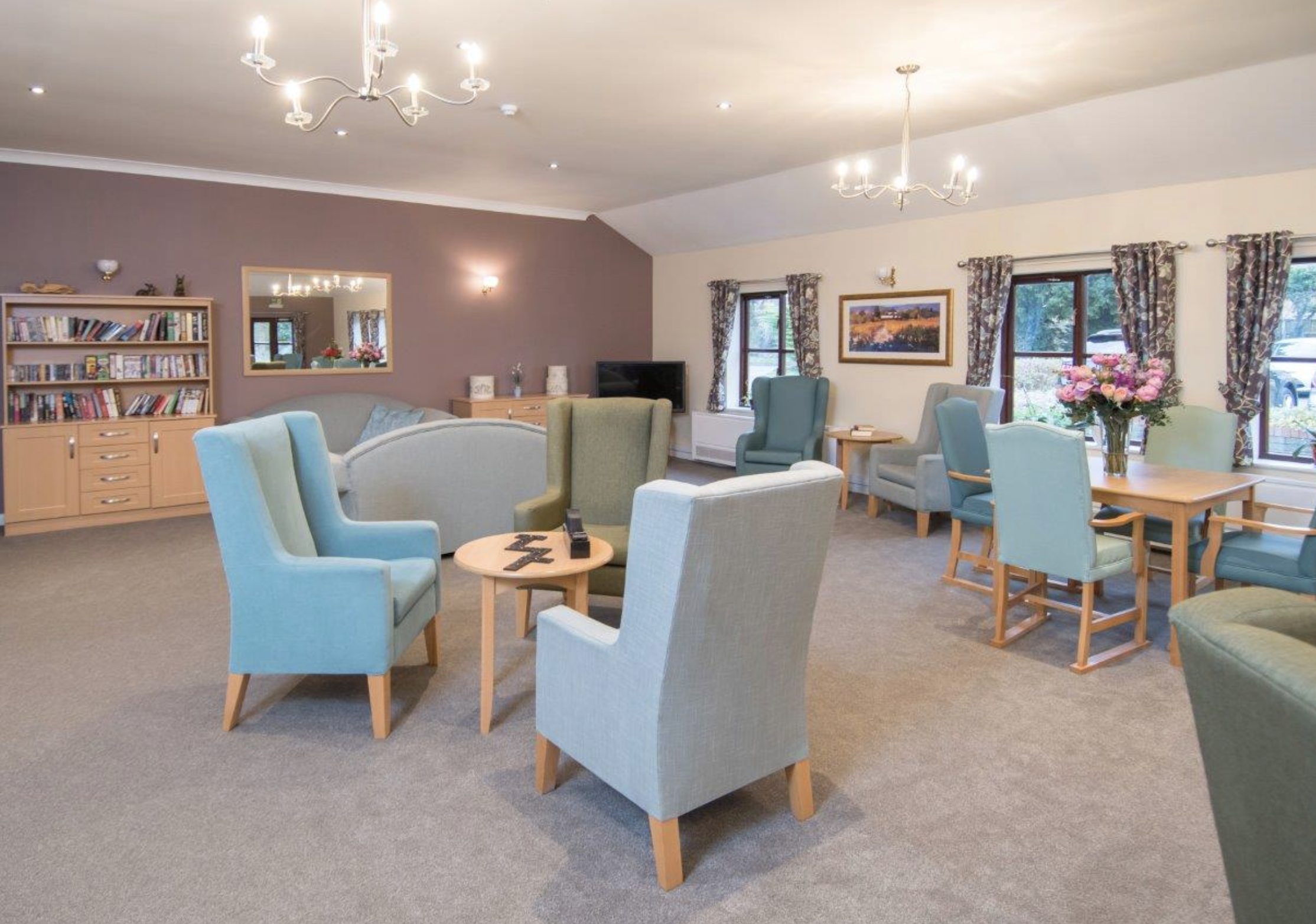 Lounge of Premier Court care home in Bishop's Stortford, Hertfordshire