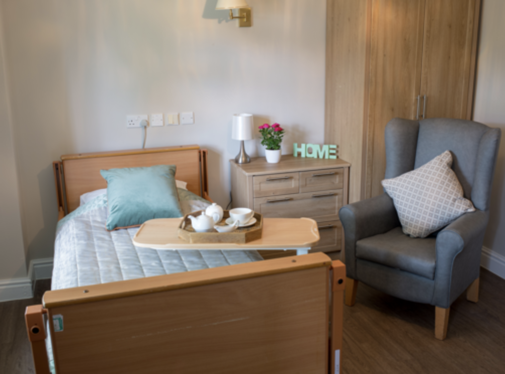 Bedroom of Lynton Hall care home in New Malden, London