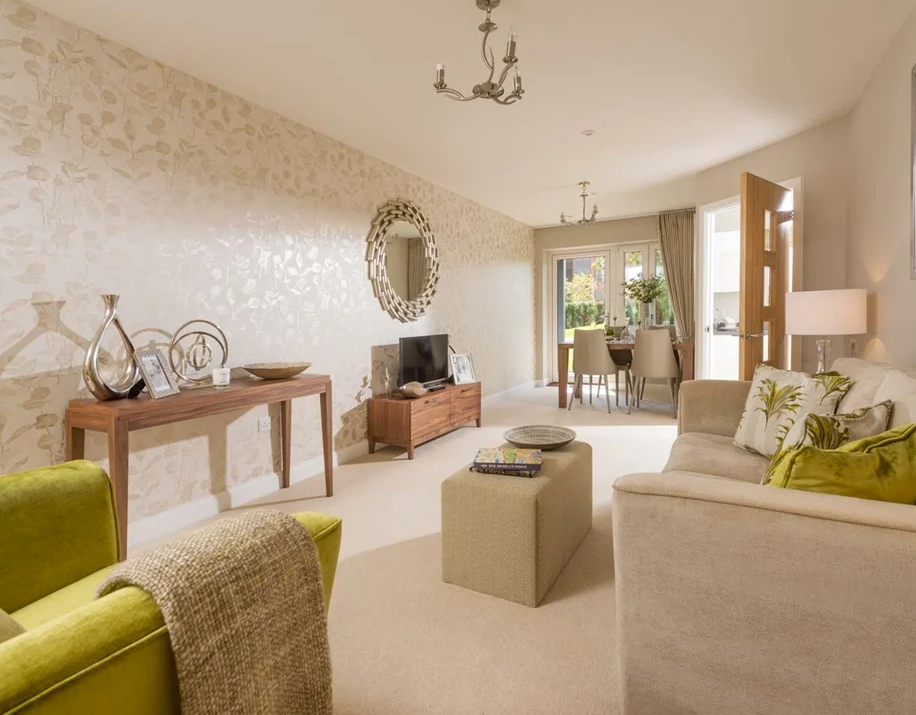 Lounge of Llys Isan retirement development in Cardiff, Wales