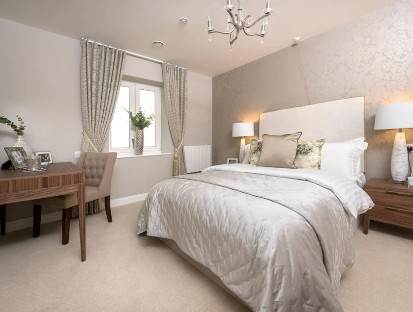 Bedroom of Llys Isan retirement development in Cardiff, Wales