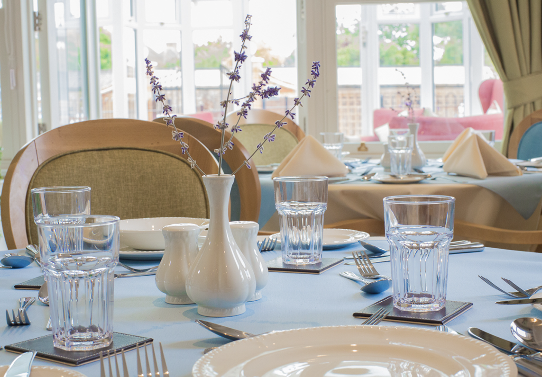 Dining area of Kingfisher care home in Cheshunt, Hertfordshire