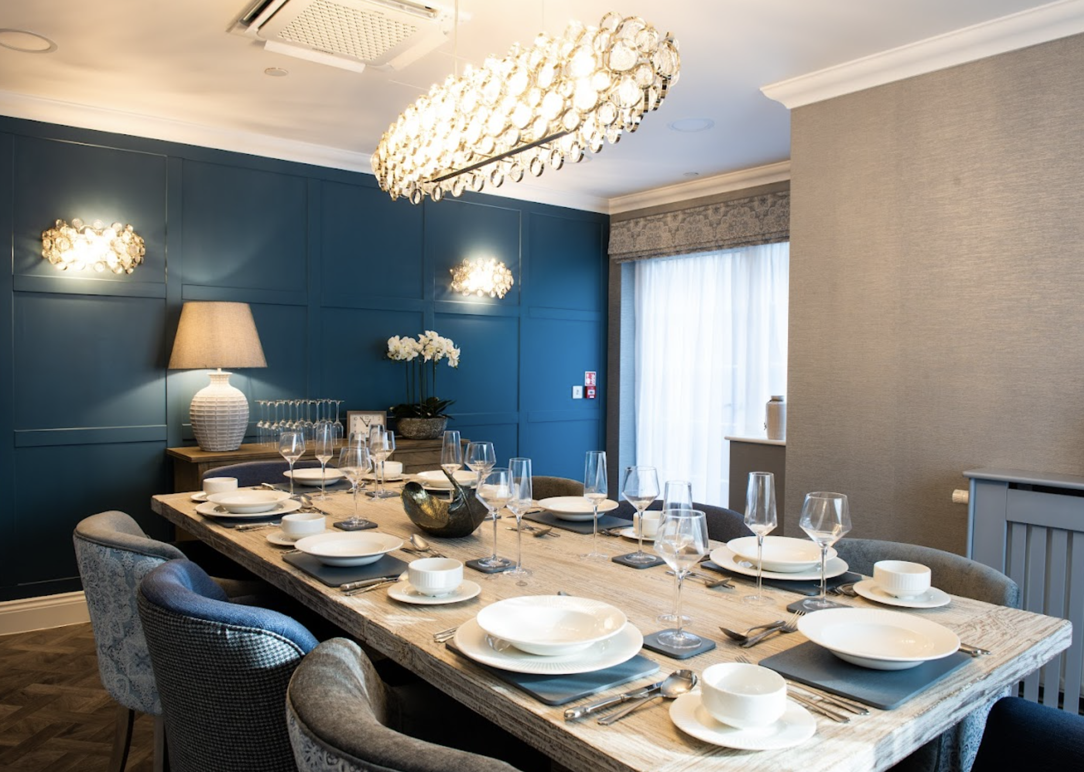 Private dining area of Burford Grange care home in Rickmansworth, Hertfordshire 