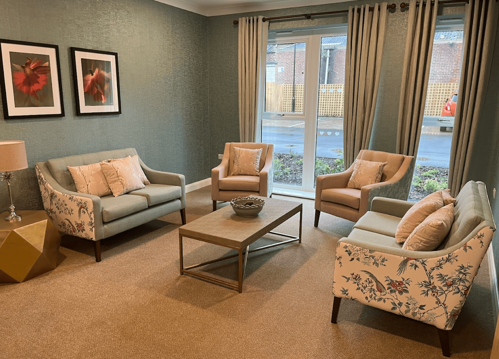 Lounge of Beeston Rise care home in Beeston, Nottinghamshire