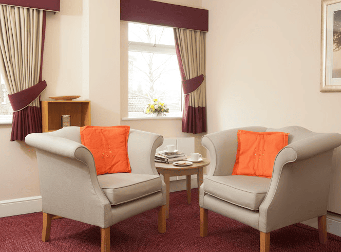 Lounge of Kilburn care centre in Amber Valley, Derbyshire