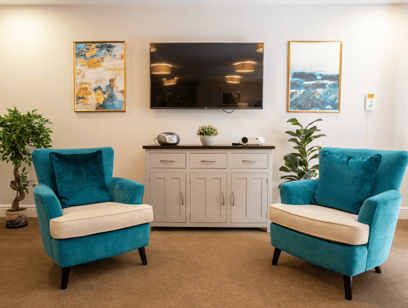 Lounge of Woodend care home in Altrincham, Manchester