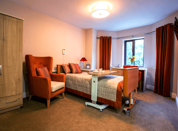 Bedroom of Woodend care home in Altrincham, Manchester