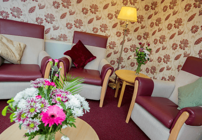 Lounge of Pinewood care home in Chigwell, Essex