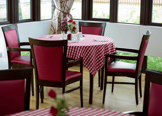 Dining room of Pinewood care home in Chigwell, Essex