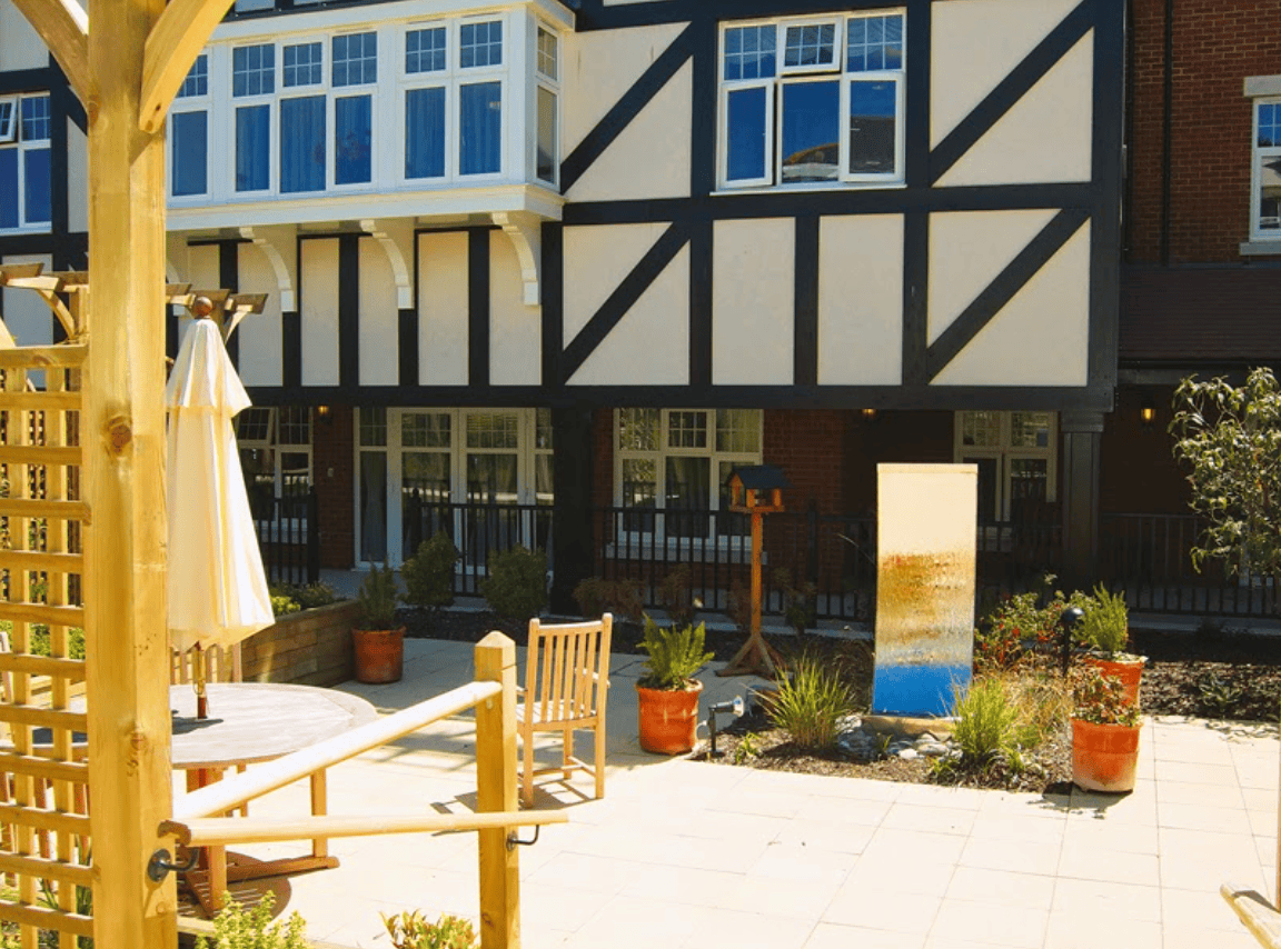 Garden of Southbourne Beach care home in Christchurch, Hampshire