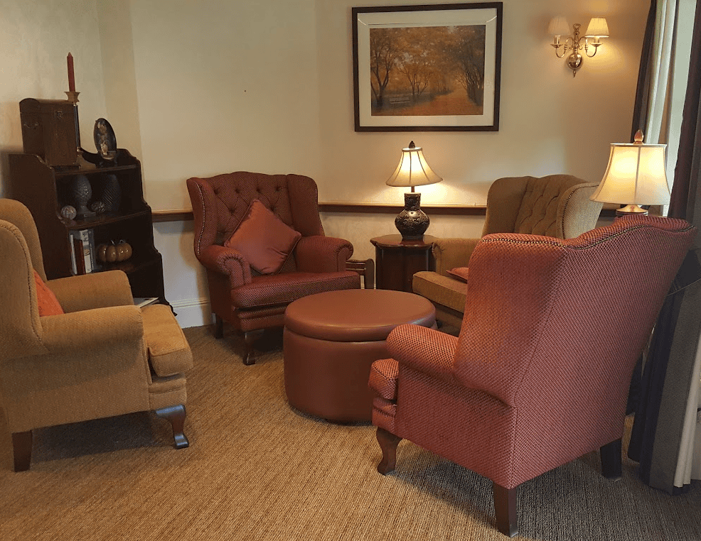 Lounge of Southbourne Beach care home in Christchurch, Hampshire