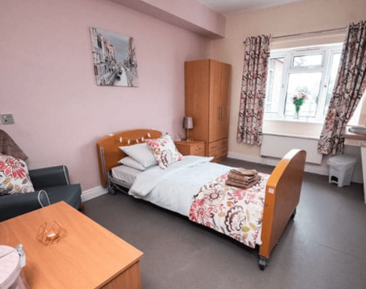 Bedroom at Lowmoor Nursing Home, Kirkby-in-Ashfield, Nottingham