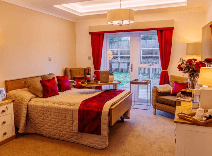 Bedroom at Silverbirch House Care home in Guildford, Surrey