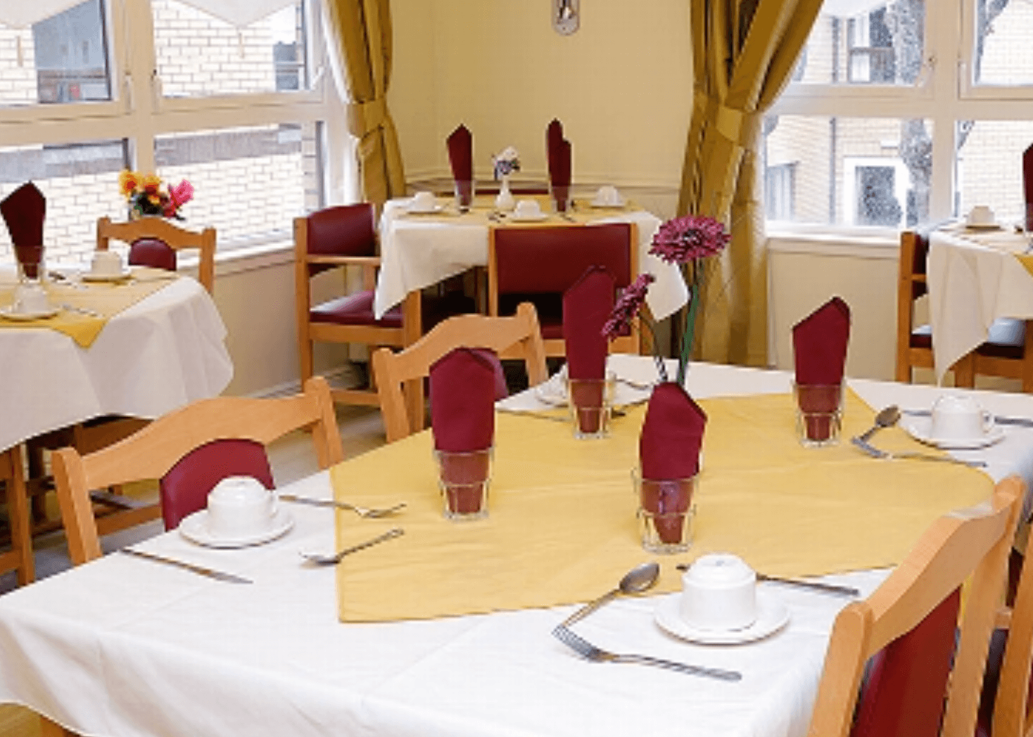 Dining room of Deanfield Care Home in Glasgow, Scotland