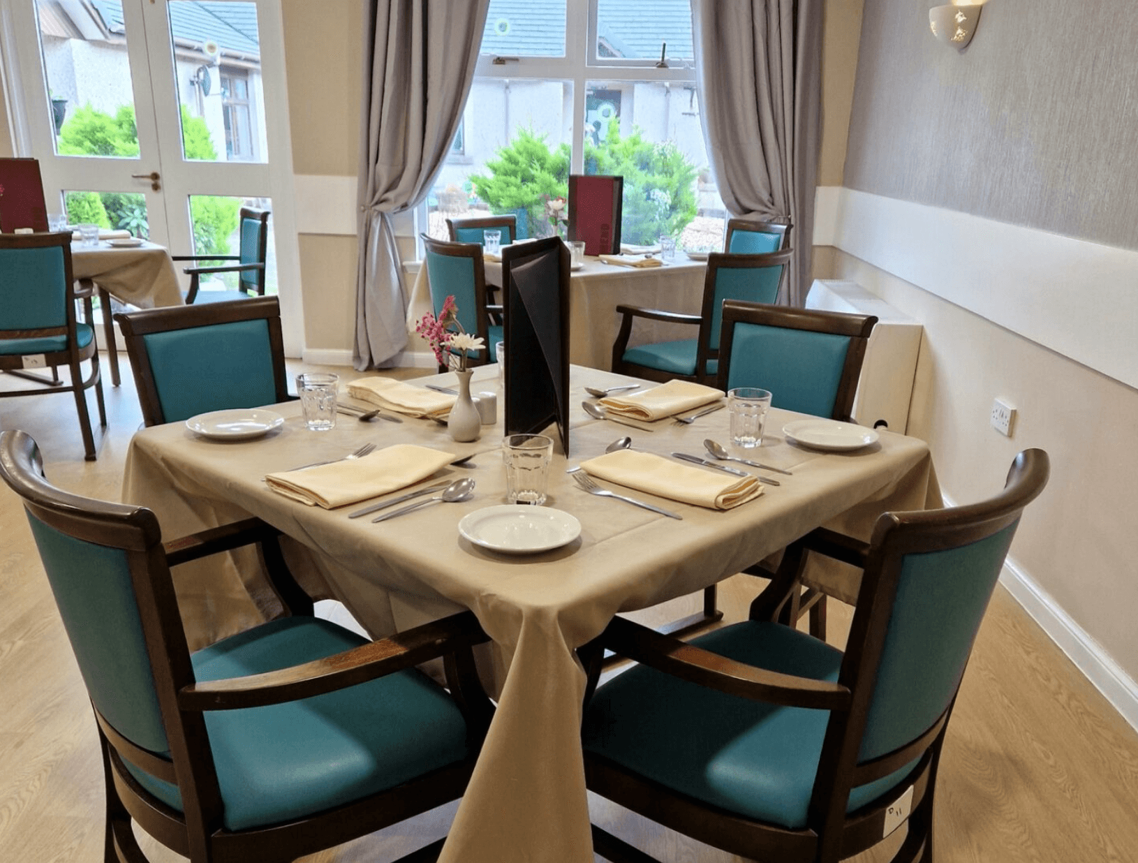 Dining room of Annan Court Care Home in Annan, Scotland