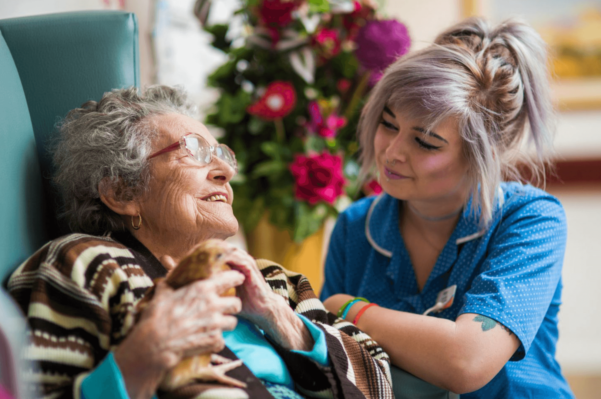 Staff and residents of Haydale Care Home in Glasgow, Scotland