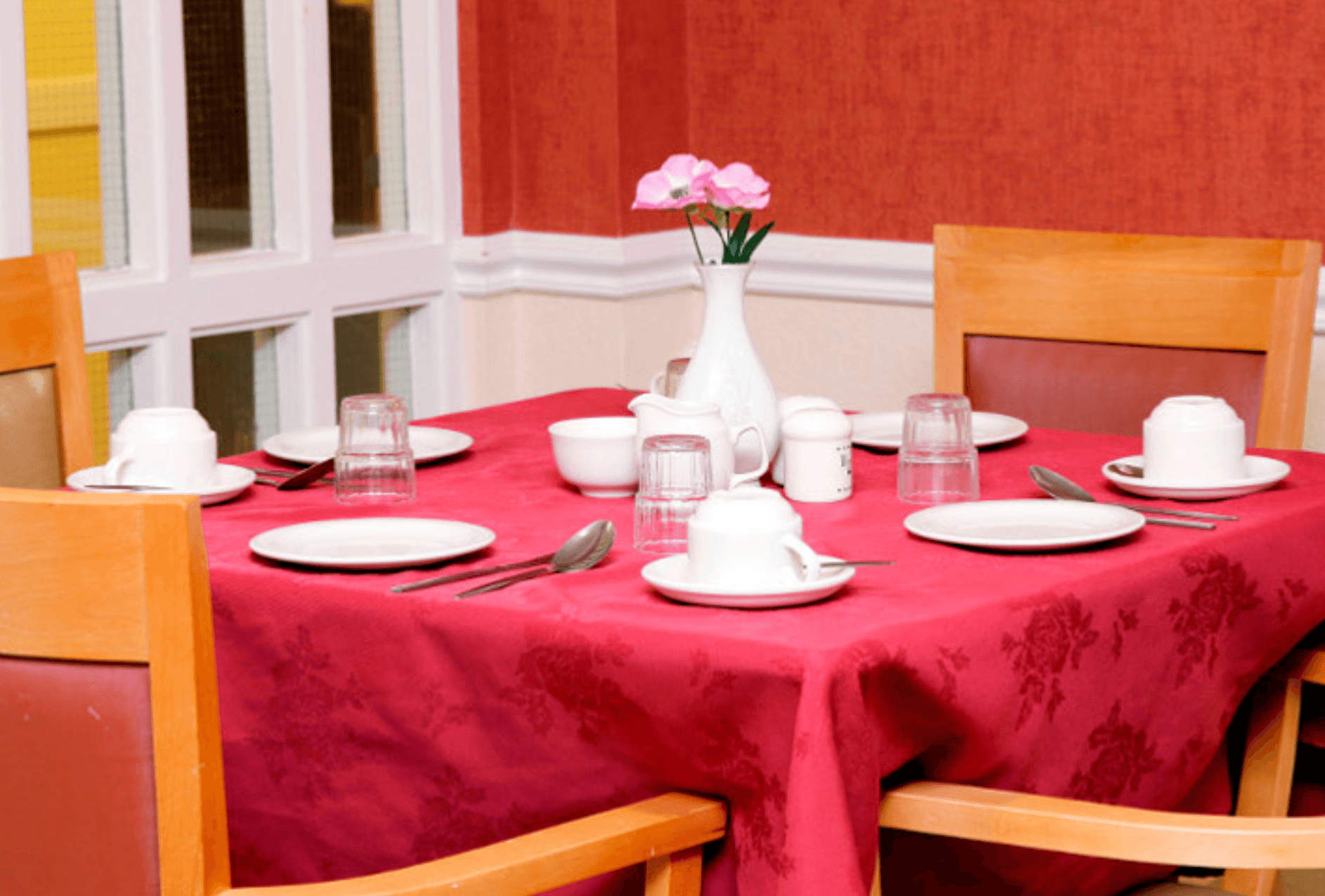 Dining room of Millview care home in Barrhead, Scotland