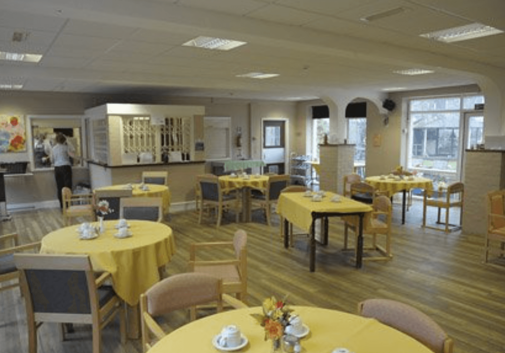 Dining area of Harvey House care home in Leicester