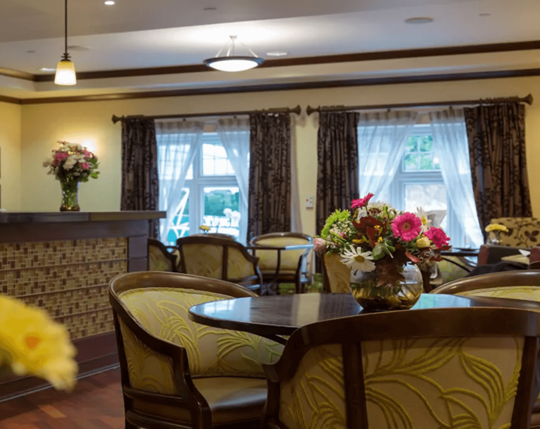 Dining room of Bagshot Gardens Care Home in Surrey, South East England