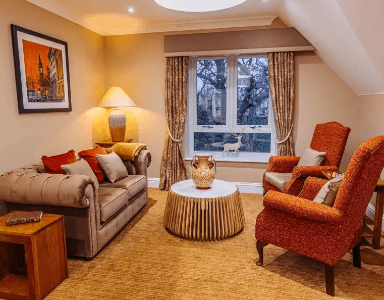Lounge of Burwood Grange care home in Weybridge
