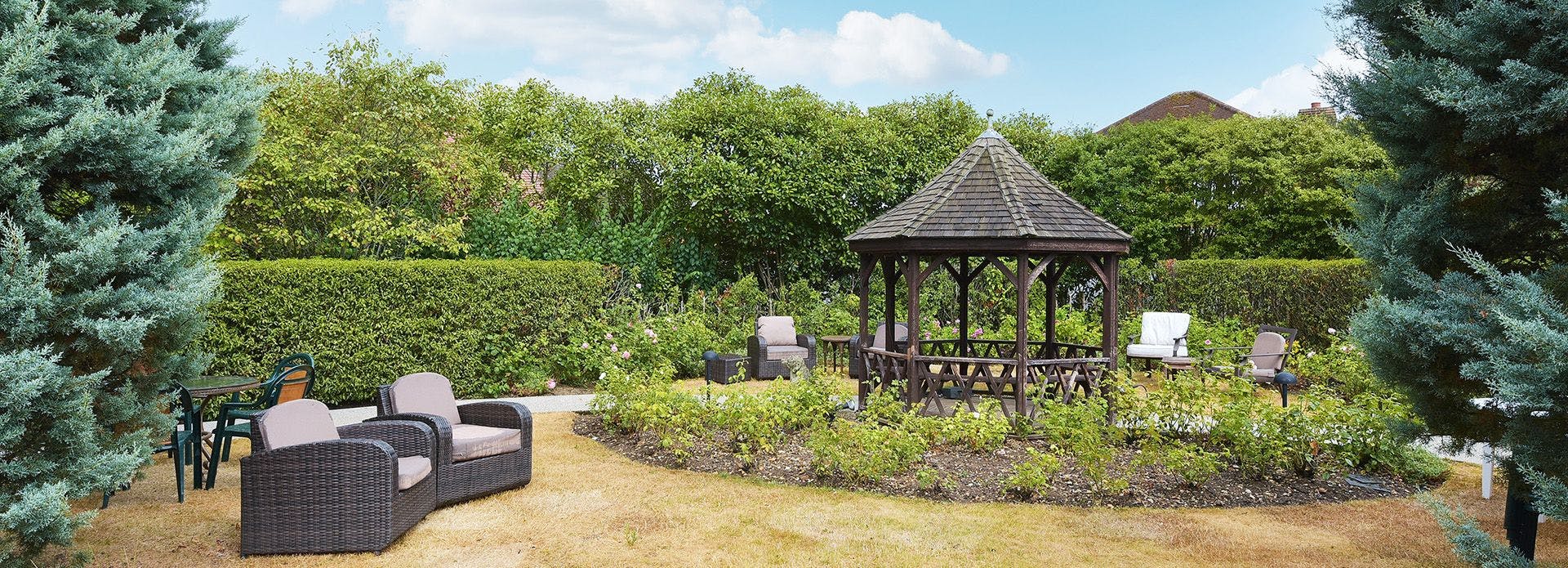 Garden at Guilford House Care Home in Guilford, Surrey