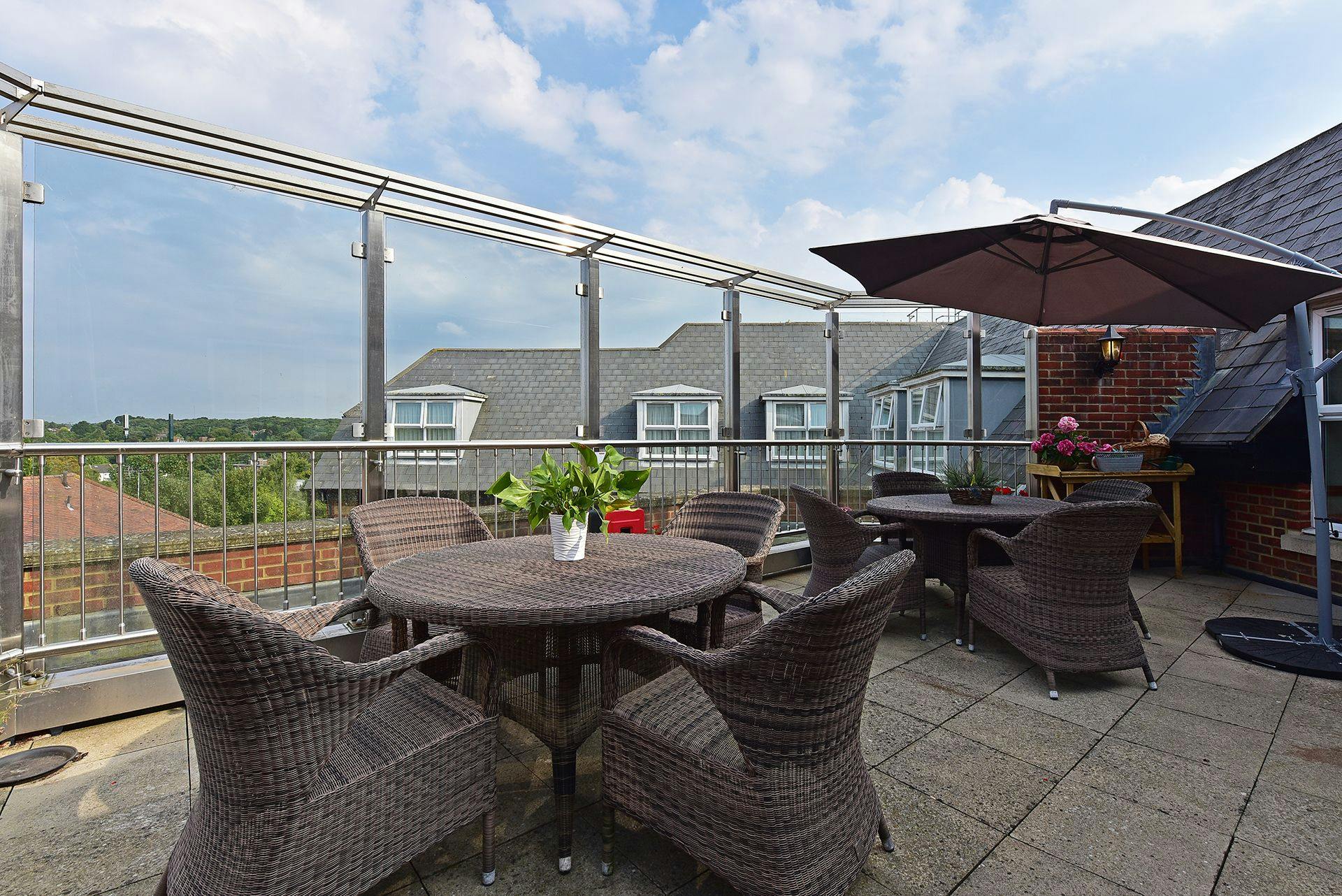 Balcony of Westbourne Tower care home in Bournemouth, Hampshire