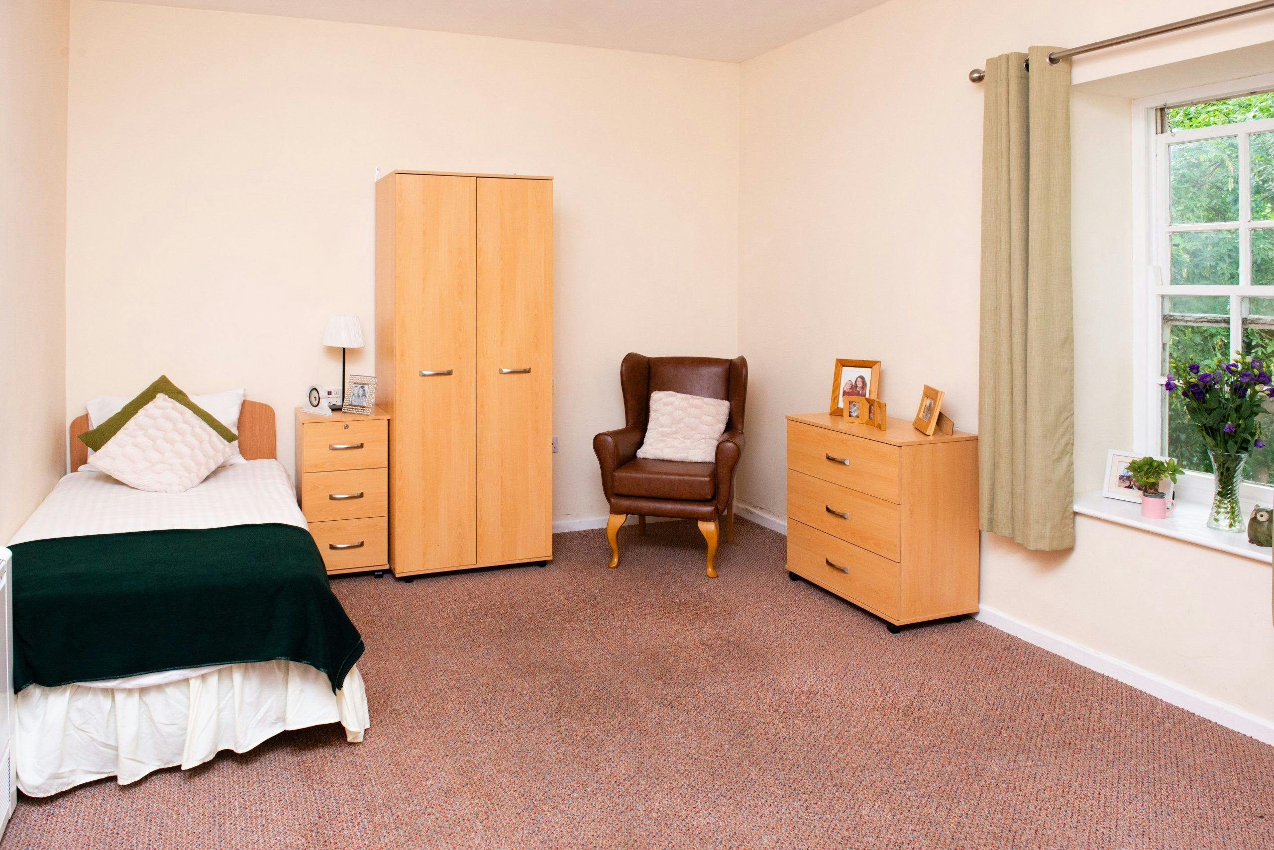 Bedroom of Smalley Hall Care Home in Ilkeston, Derbyshire