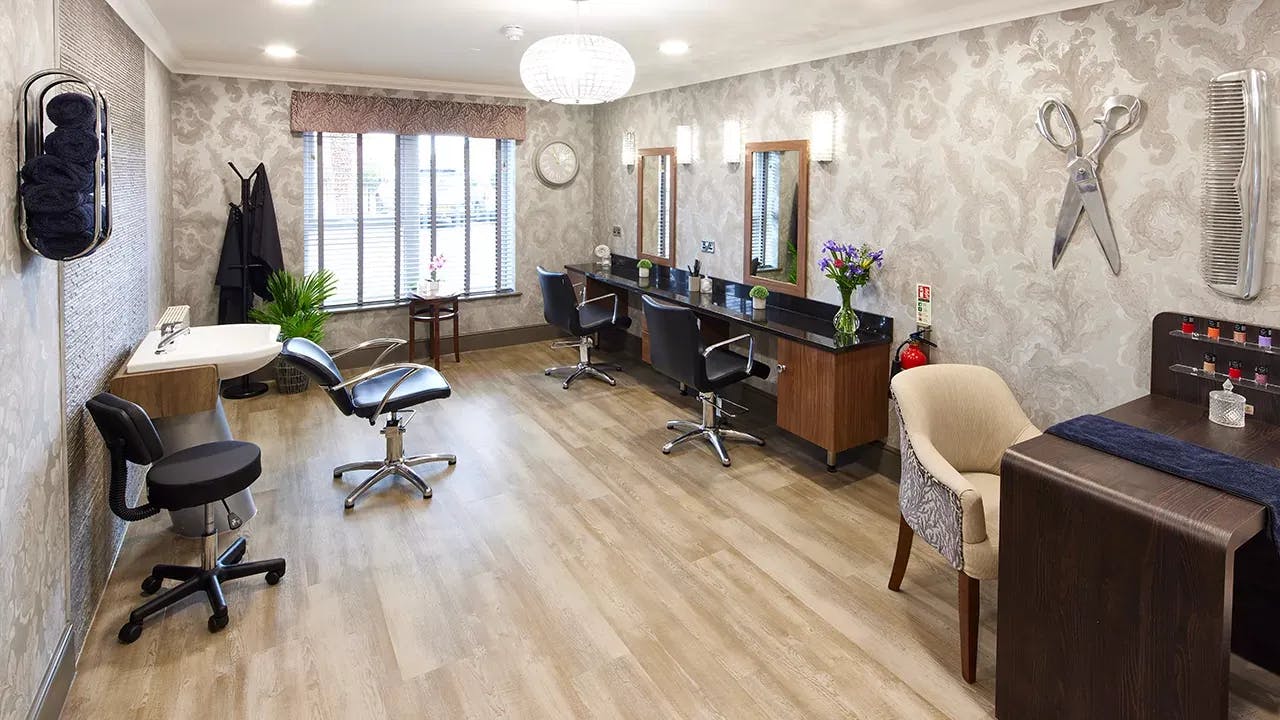 Salon at Squires Mews Care Home in Northampton, Northamptonshire