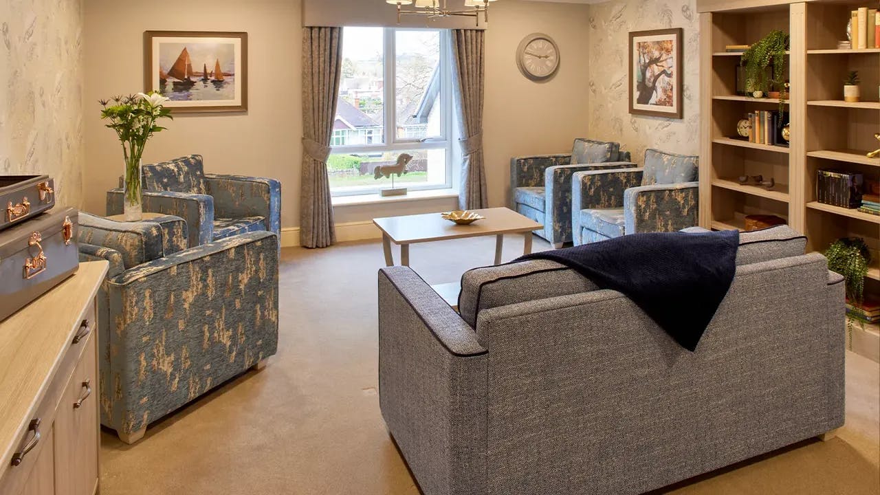 Communal Lounge at Squires Mews Care Home in Northampton, Northamptonshire