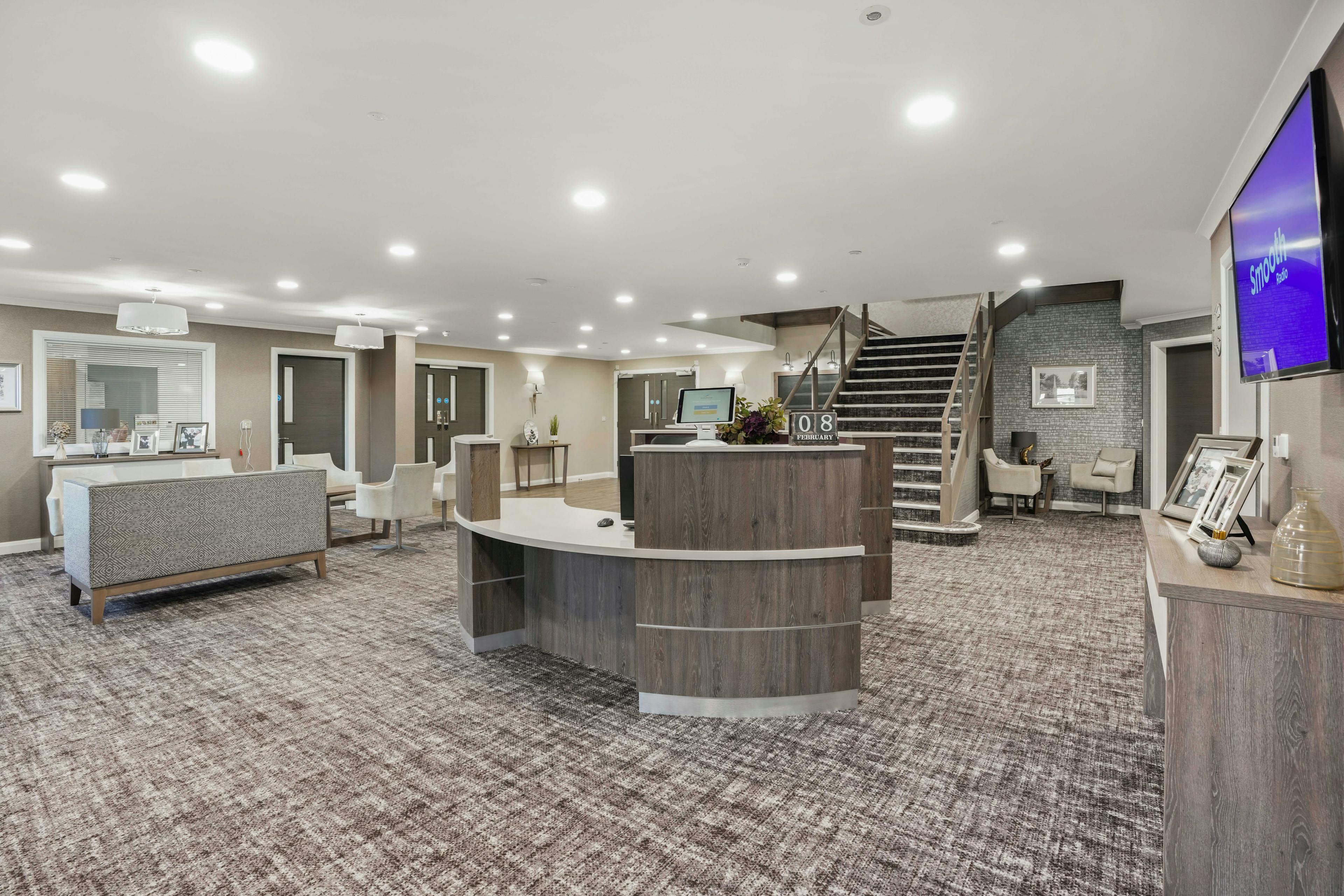 Reception of Holbeach Meadow care home in Holbeach, Lincolnshire