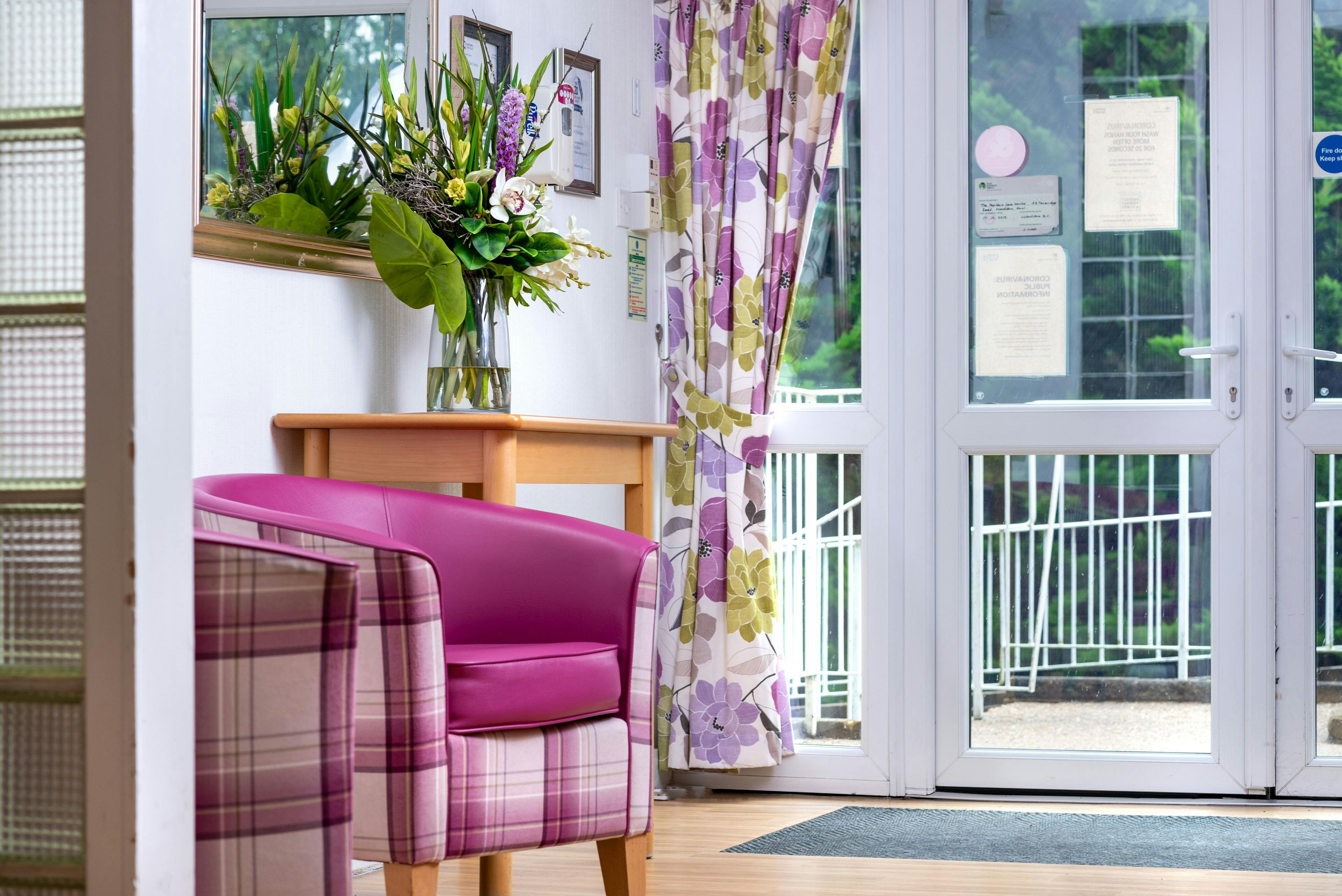 seating area of The Poplars care home in Maidstone, Kent