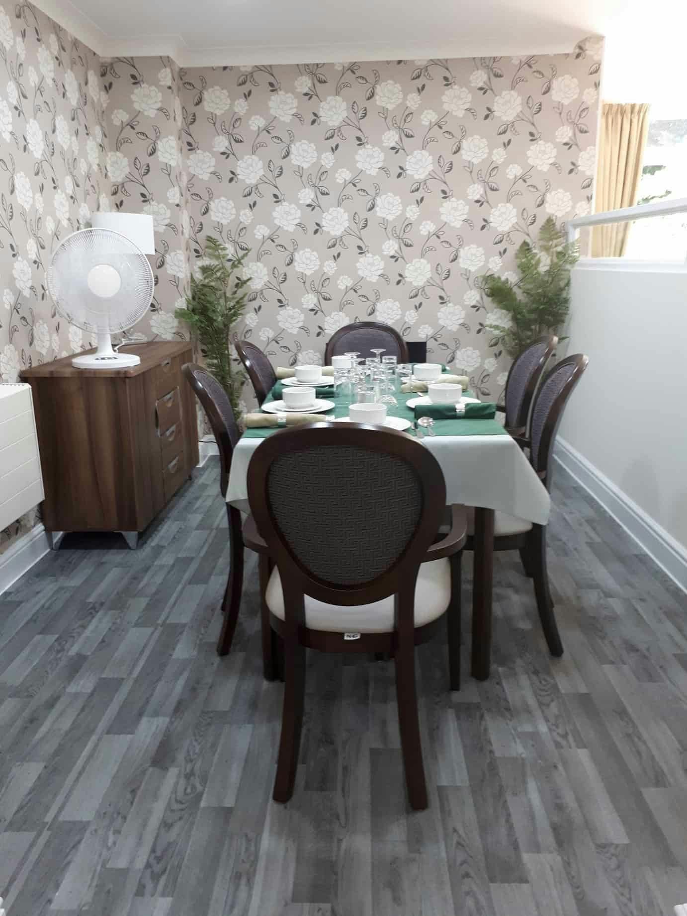 Dining room of The Oaks care home in Colchester, Essex