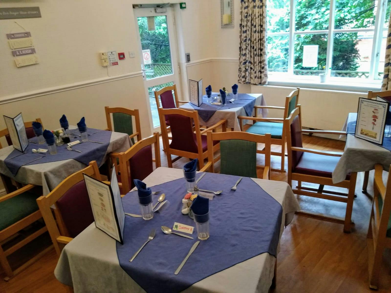 Dining area of Rugby care home in Rugby, Warwickshire