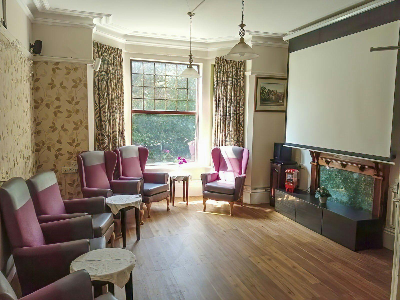 Lounge of Rugby care home in Rugby, Warwickshire