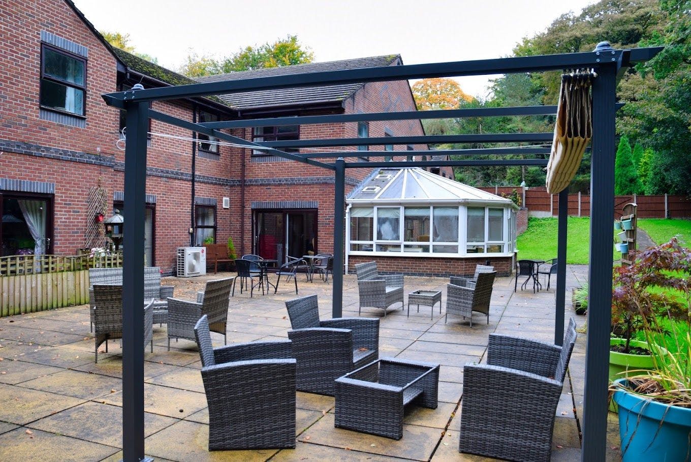 Garden at Treetop Court Care Home in Leek, Staffordshire