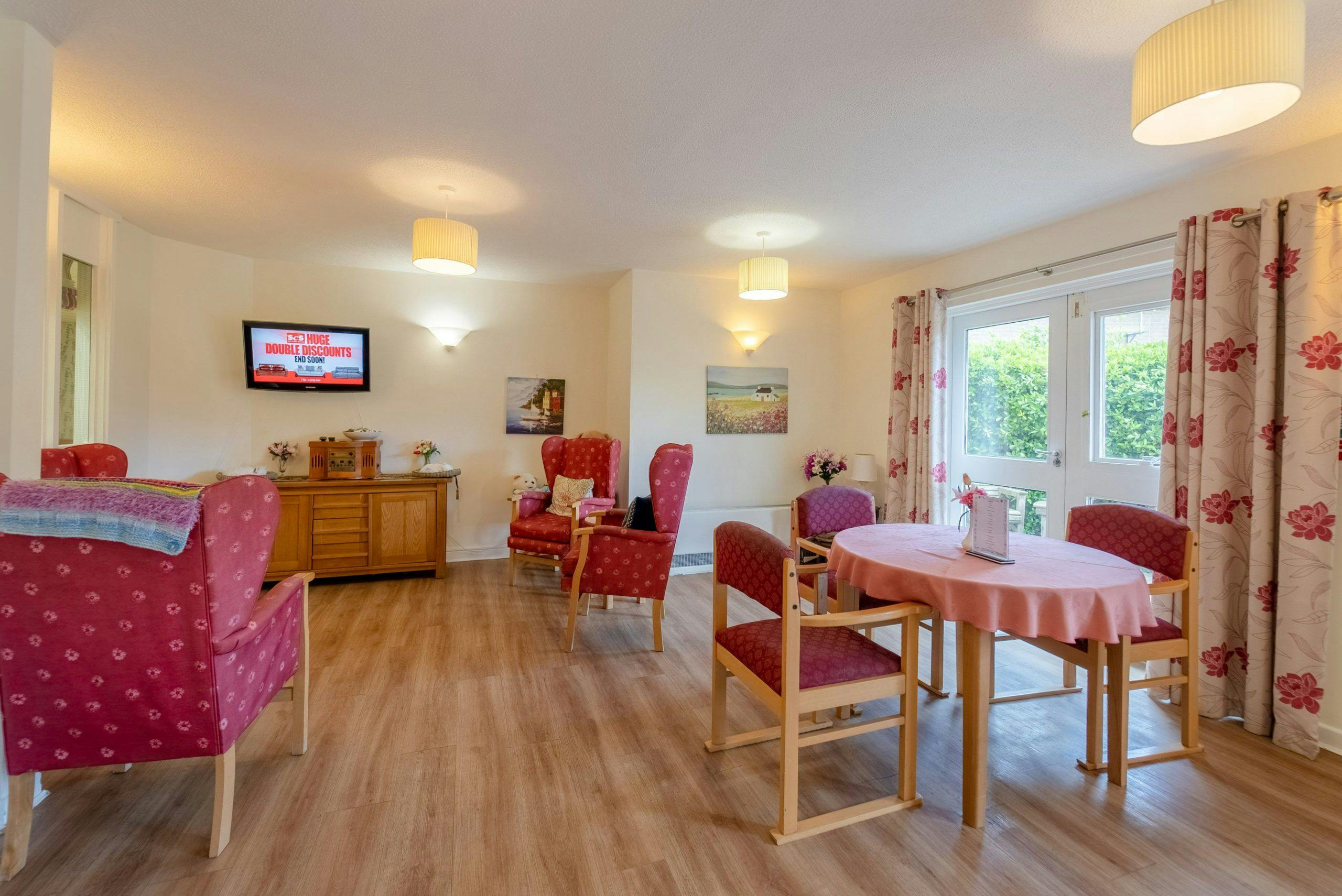 Lounge/dining area of Vera James House care home in Ely, Cambridgeshire