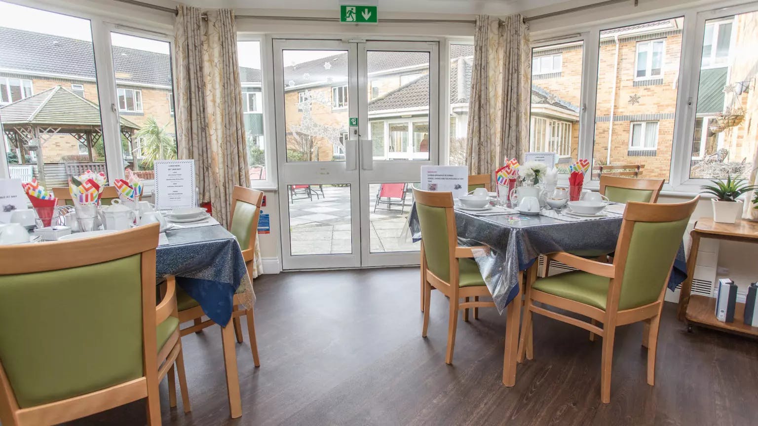 Dining area of Willow Court care home in Harpenden, Hertfordshire