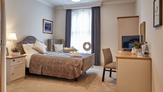 Bedroom at Windsor Court Care Home in Malvern Hills, Worcestershire