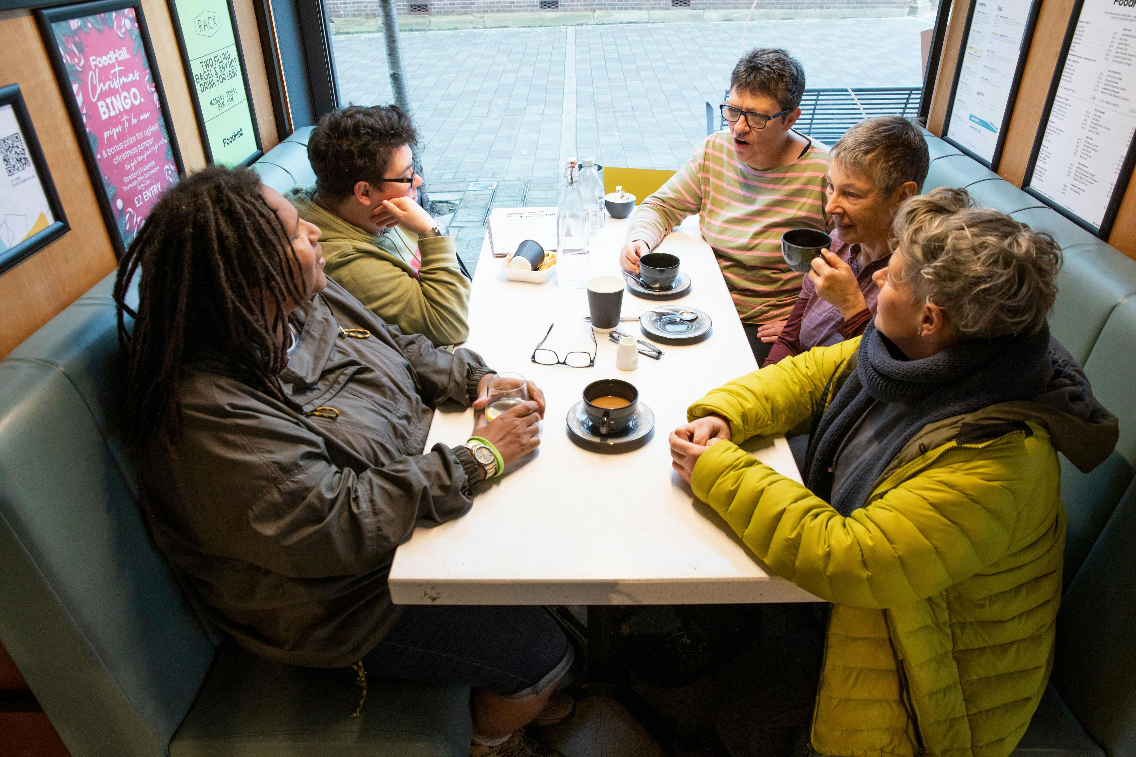 Women socialising in a café