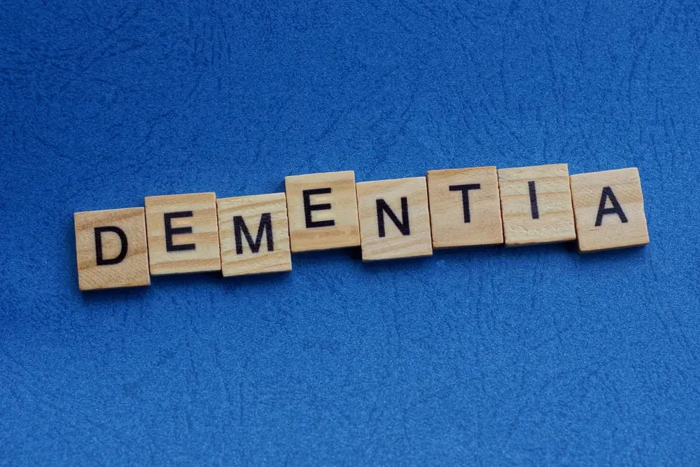 Wooden letters spelling dementia