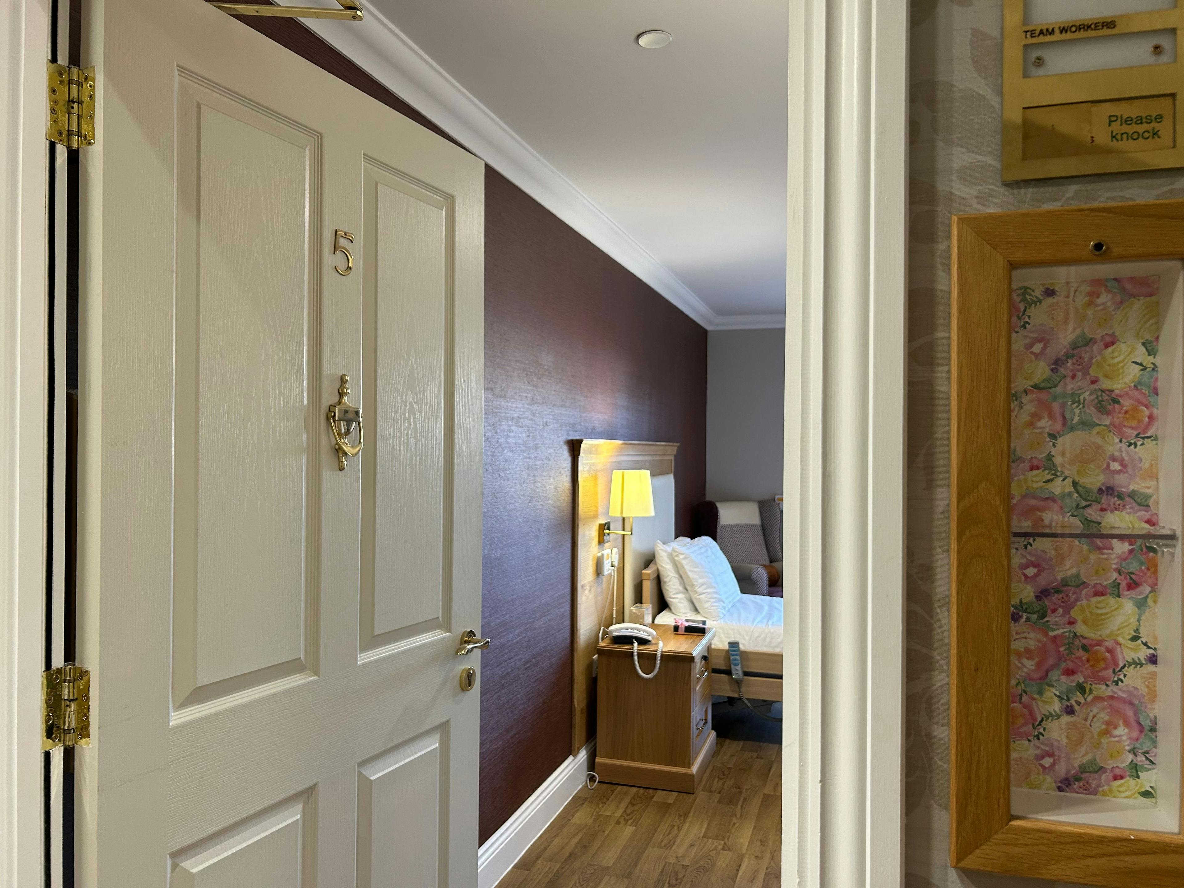 Bedroom of Cuffley Manor care home in Potters Bar, Hertfordshire