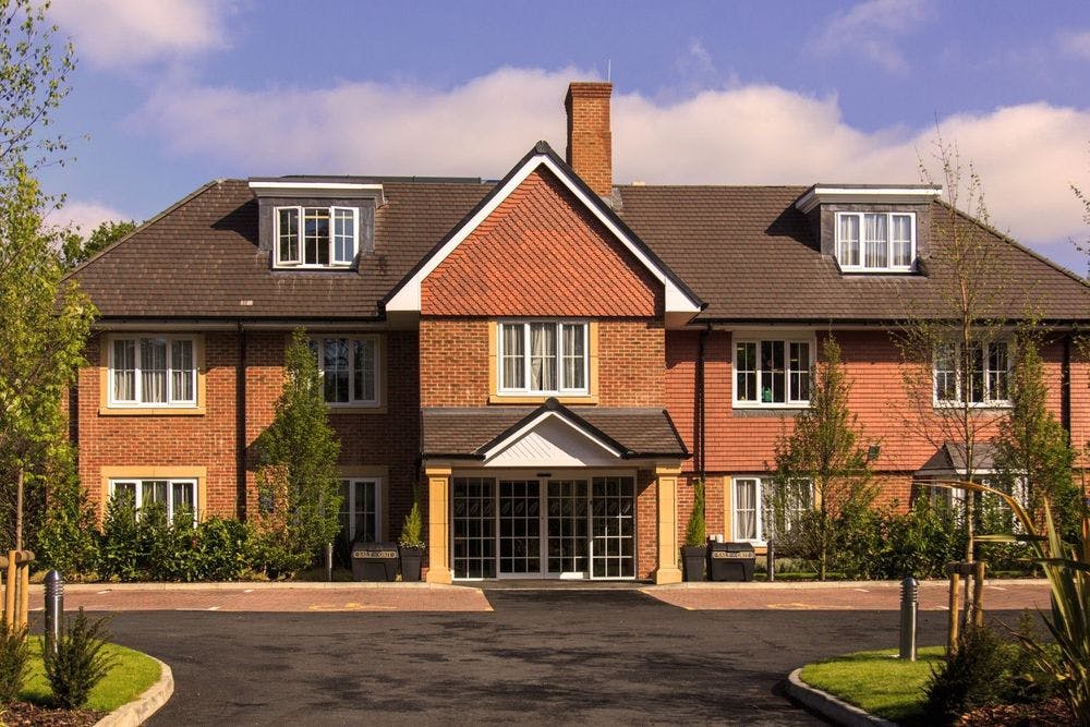 Exterior of Lakeview Care Home in Surrey, South East England