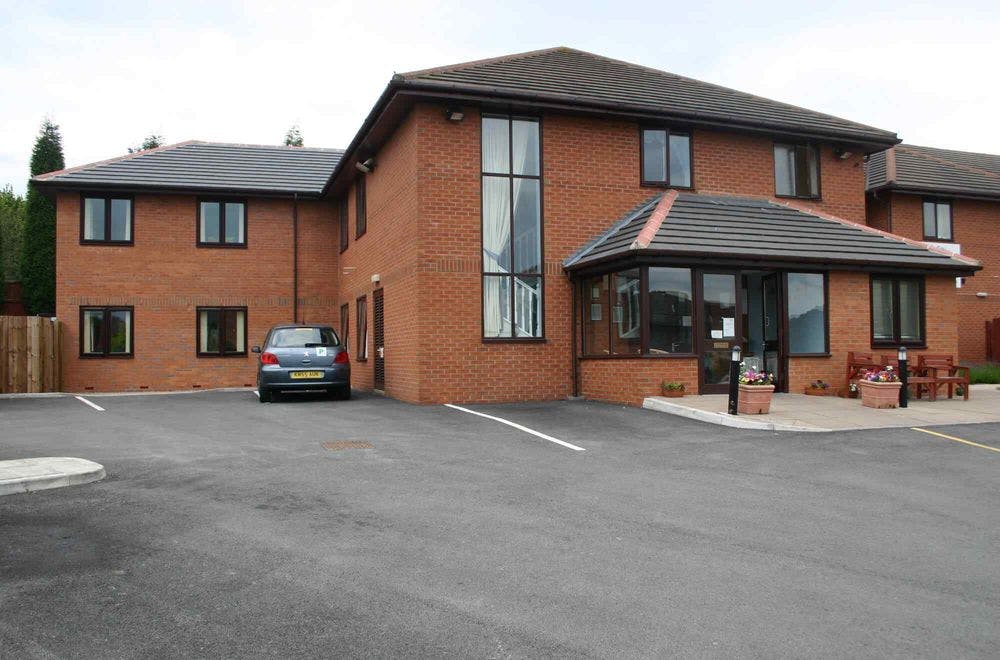 Exterior of Abbey Court Care Home in Newcastle-under-Lyme, Staffordshire