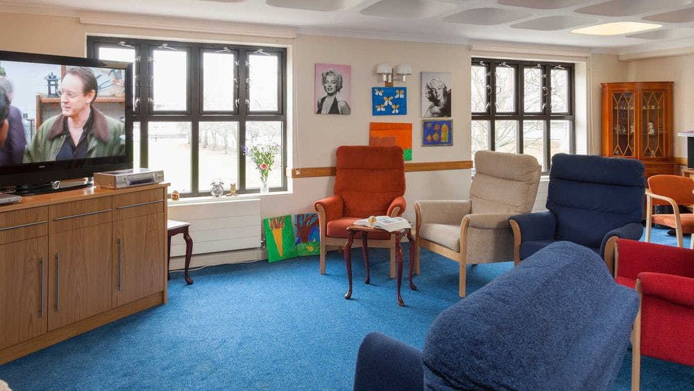 The communal area in Silk Court Care Home in London