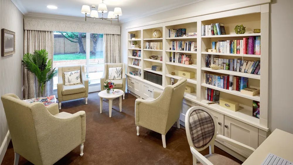 Library of Butlers Mews Care Home in Rugby, Warwickshire