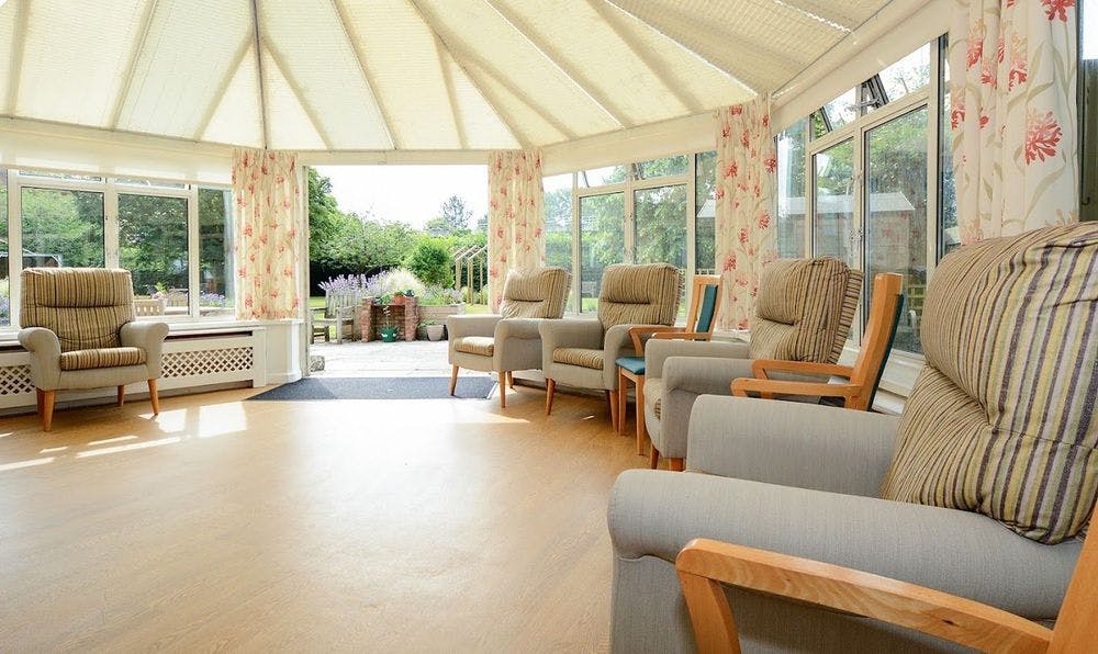 Conservatory of Castle Dene care home in Bournemouth, Hampshire