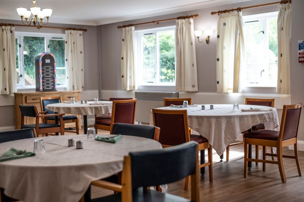 The dining area at Bletchley House Care Home in Milton Keynes, Buckinghamshire